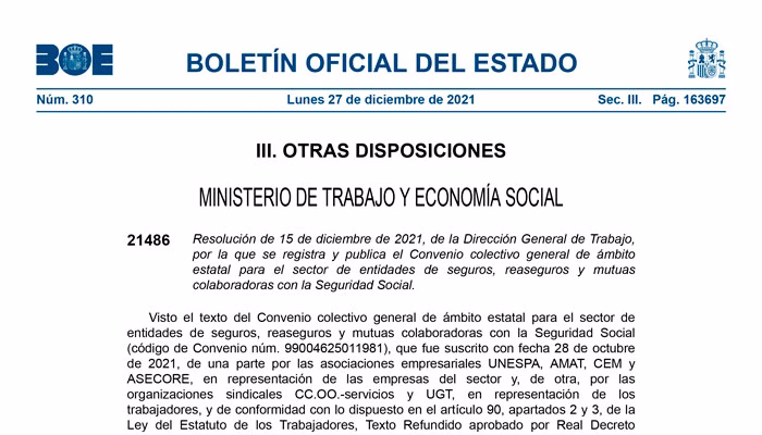 NUEVO CONVENIO YA EN VIGOR